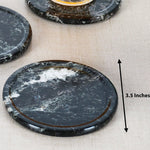 Black Marble Kitchen Coaster Set With Holder
