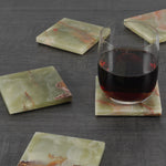 Green Marble Square Coaster Plates