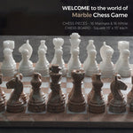 Handmade Marble 15 Inches Marinara & White Weighted Full Chess Game Set