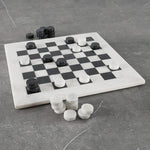 Handmade White and Black 15 Inches Marble Tournament Checkers Set