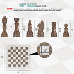 15 Inches White and Gray Oceanic Handmade High Quality Marble Chess Set