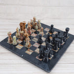 Handmade Black & Multi Green 15 Inches Premium Quality Marble Chess Set