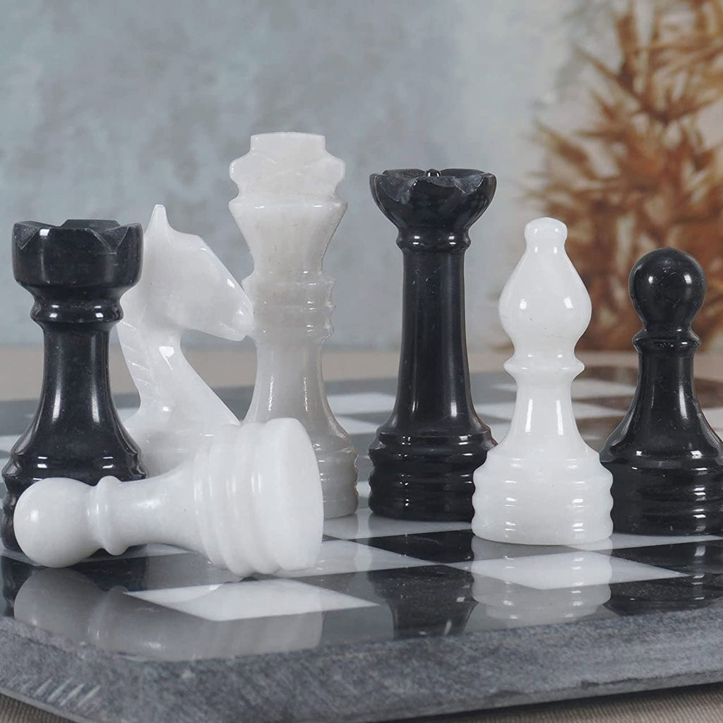 12 Inches Marble Black and White Premium Quality Chess Set