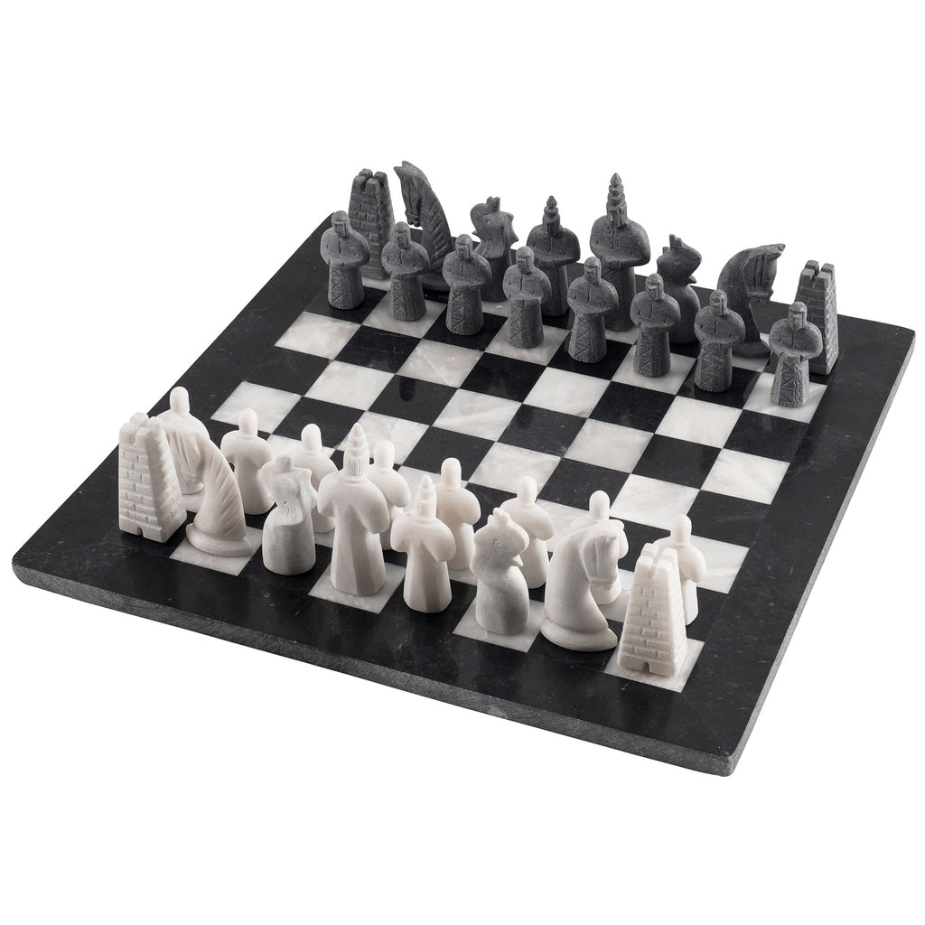 15 Inches Black and White Antique Premium Quality Marble Chess Set