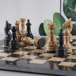 Black and Fossil Coral 12 Inches Premium Quality Marble Chess Set