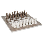 15 Inches Gray Oceanic and White Handmade High Quality Marble Chess Set