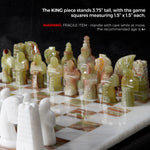 15 Inches White & Green Antique Handmade Premium Quality Marble Chess Set