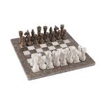 12 Inches Gray Oceanic and White Handmade High Quality Marble Chess Set
