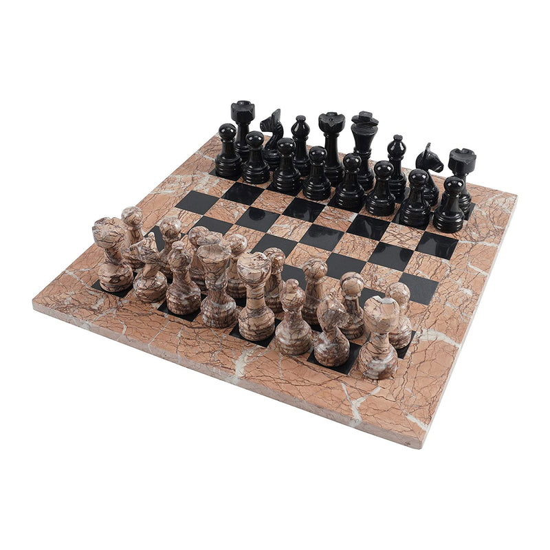 15 Inches Handmade Marinara & Black Premium Quality Full Chess Game Set