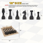 Fossil Coral and Black Handmade 15 Inches High Quality Marble Chess Set