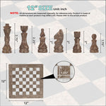 12 Inches Gray Oceanic and White Handmade High Quality Marble Chess Set