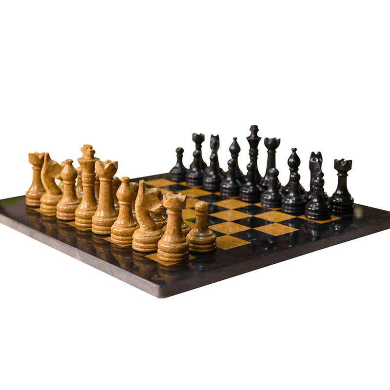 Black and Golden 15 Inches Premium Quality Marble Chess Set