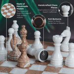 Handmade Marble 15 Inches Marinara & White Weighted Full Chess Game Set