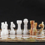 12 Inch Handmade Green Onyx and White Marble Chess Set