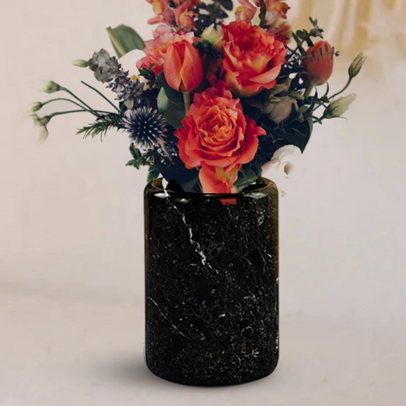Marble Black Decorative Flower Vase