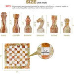 12 Inch Handmade Green Onyx and White Marble Chess Set