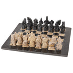 15 Inches Black and Coral Antique Handmade Premium Quality Marble Chess Set