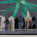 15 Inches Black and Coral Antique Handmade Premium Quality Marble Chess Set