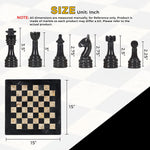 15 Inches Marble Black and Fossil Coral Chess Set Premium Quality