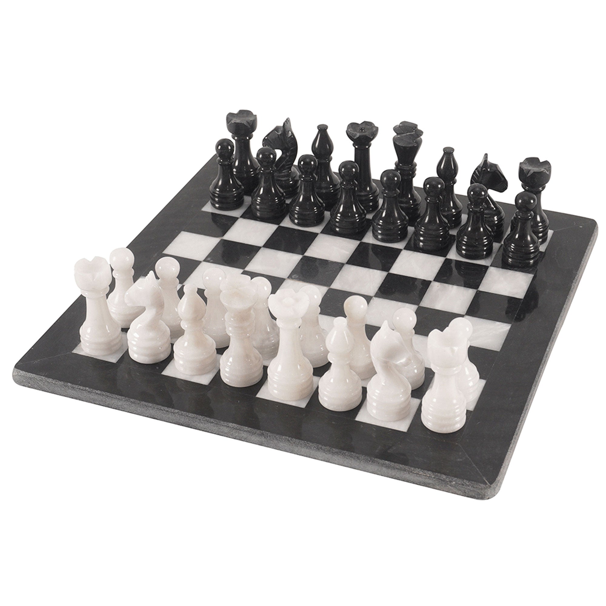 Black and White Marble Stone Chess Pieces & Board Set – royalchessmall