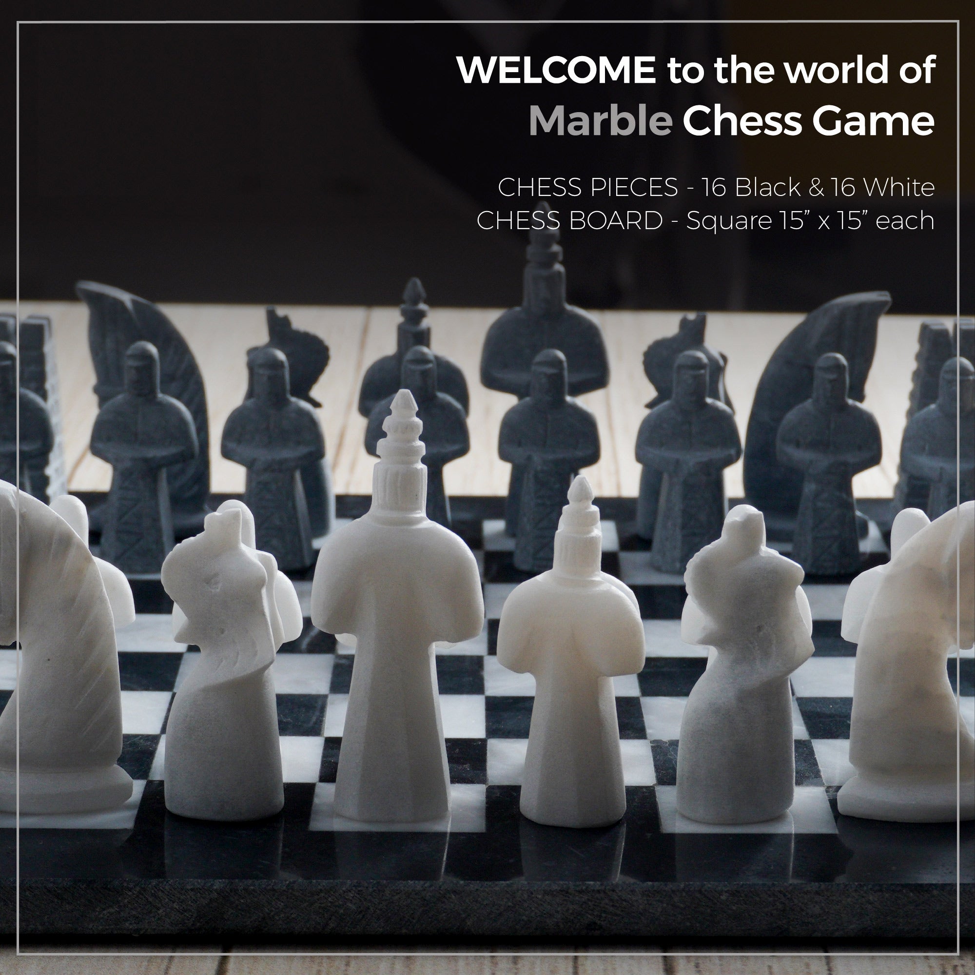 12 Inches Marble Black and White High Quality Chess Set – Marblic