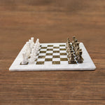 12 Inches White and Gray Oceanic Handmade High Quality Marble Chess Set