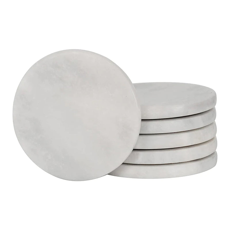 White Marble Round Coaster Plates