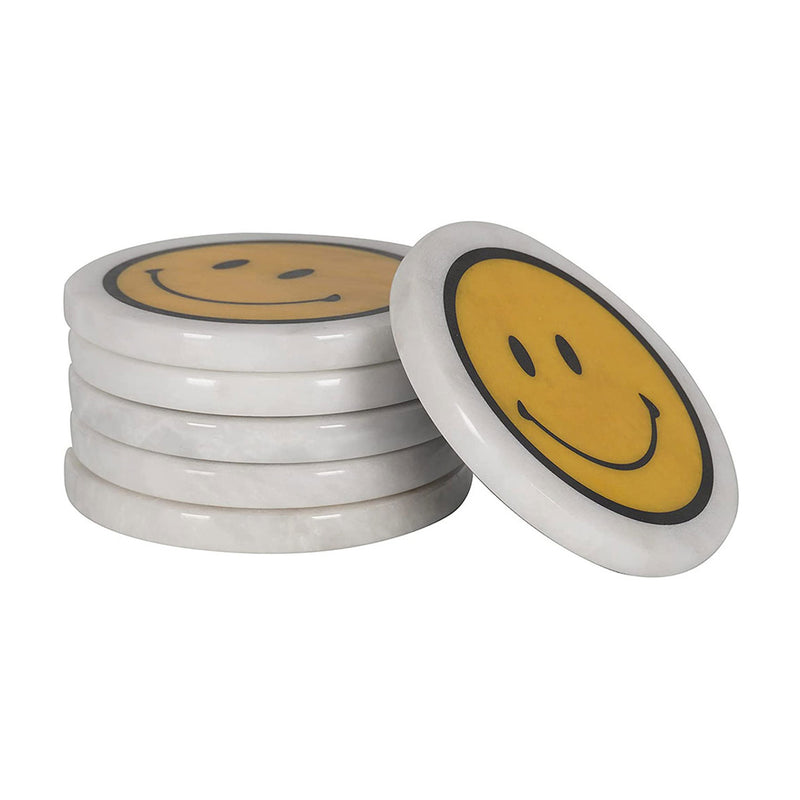 Smiley Marble Round Coaster Plates