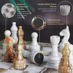 15 Inches Handmade Green Onyx & White Premium Quality Chess Set