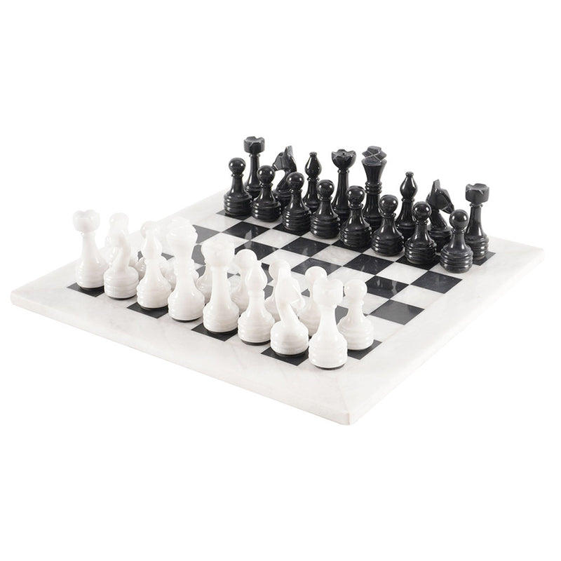 15 Inches Handmade Marble White and Black Premium Quality Chess Set
